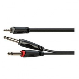 Cable de Audio Roxtone RAYC130L2, 2M Plug Stereo 3.5mm a 2 Plug Mono 6.3mm
