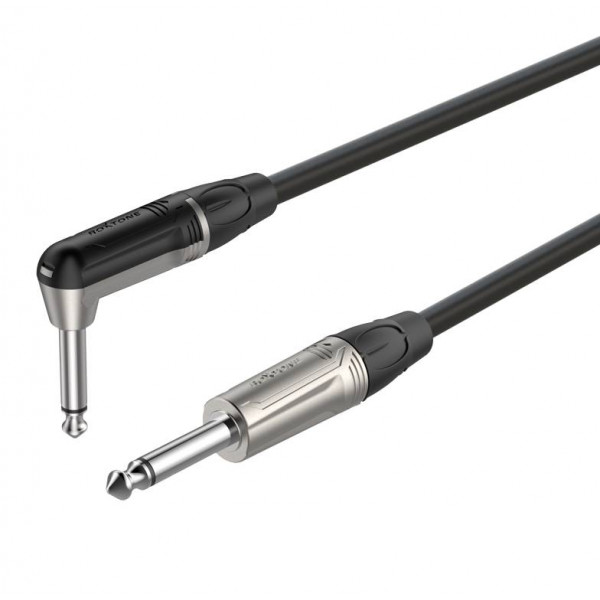 Cable de Instrumento Roxtone DGJJ110L10, 10M Plug Mono 6.3mm a Plug de angulo recto Mono 6.3mm