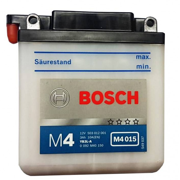Bateria Motocicleta Bosch 12Ah 12V BTX14-BS + - AGM VRLA CCA210 Borne cubo  15x8.7x14.5cm