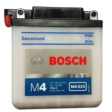  Bateria Motocicleta Bosch 3AH 12V YB3L-A M4 015 - +  10A 10x5.8x11.2cm para Honda Kawasaki Yamaha 85.59322 Bateria para Moto Bo