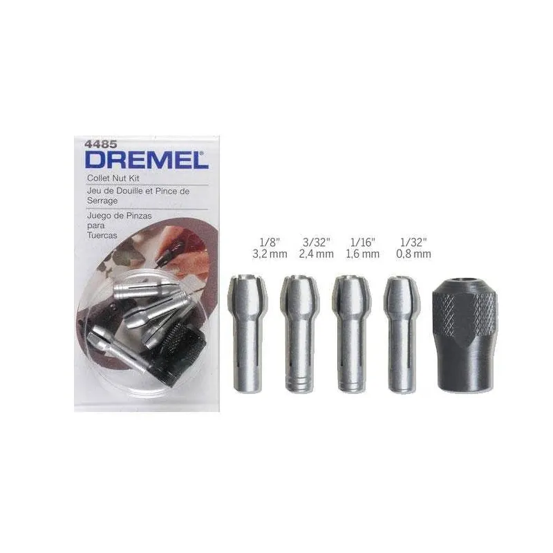 Dremel 4485 Portabrocas y Pinzas (0,8 / 1,6 / 2,4 / 3,2 mm) - Kit de