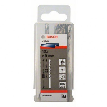 Broca Metal HSS-G Bosch 6mm - 15/64" Acero Rapido 2608585447 para acero hierro 10 Unidades