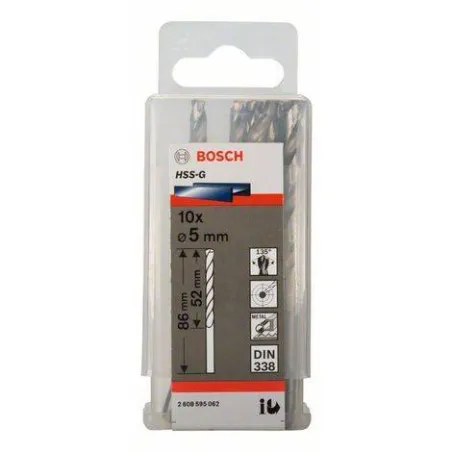 Brocas Metal HSS-G 1/16" 1.6mm 10u, Bosch 2608585436 Bosch-Broca Metal HSS-G Bosch 1.6mm - 1/16" Acero Rapido 2608585436 para ac