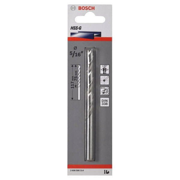 Broca Metal HSS-G Bosch 9.5mm x125mm Acero Rapido 2608595343 para acero hierro