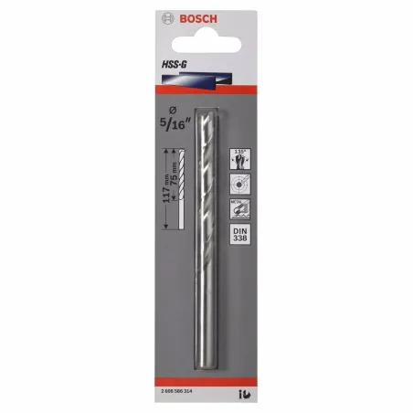 Brocas Metal HSS-G 8mm x117mm , Bosch 2608595037 Bosch-Broca Metal HSS-G Bosch 8mm x117mm Acero Rapido 2608595037 para acero hie