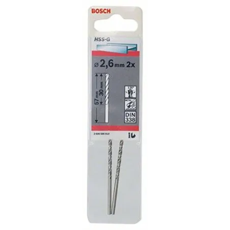  Brocas Metal HSS-G 2.5mm x57mm 2u, Bosch 2608595085 8.898305 Broca Metal HSS-G Bosch 2.5mm x57mm Acero Rapido 2608595085 para a