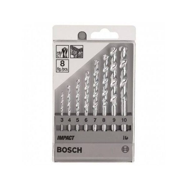 Broca Concreto Bosch CYL-1 Set 8pzas 3,4,5,6,7,8,9,10 mm Carburo Estandar 2608590091 mamposteria