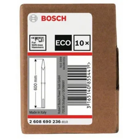 Cincel Punta SDS Max Bosch 25mm x60cm ECO 2608690236 para Martillo x10 Unidades