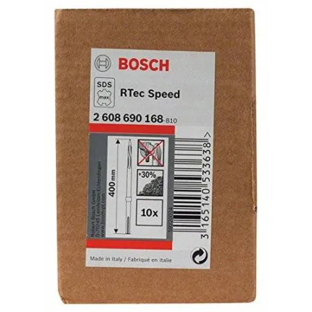 Cincel Punta SDS Max Bosch 25mm x40cm Twisted R-Tec 2608690168 para Martillo x10 Unidades