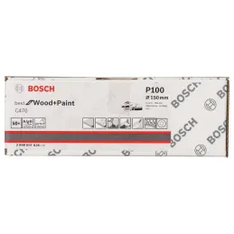 Discos de Lijas Madera C470 150mm G100 6 huecos x50u, Bosch 2608607836 Bosch-Disco de Lija Madera Bosch C470, 150mm, 6 huecos, G