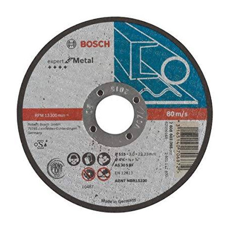 Disco Abrasivo Corte Bosch Metal 4 1/2 - 115mm x3.0mm Expert 2608603395