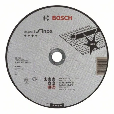  Discos Corte Metal 9" 230x2x22.23mm Inox Expert, Bosch 2608600096 11.016949 Disco Abrasivo Corte Bosch Inox 9" - 230mm x2.0mm E