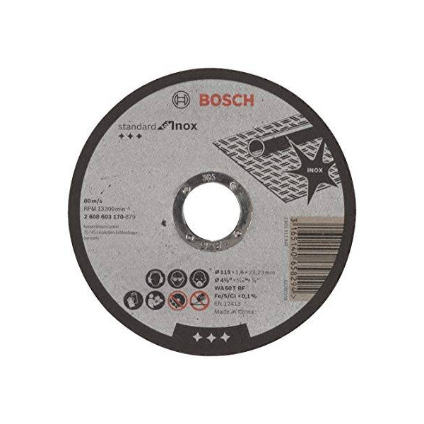 Disco Abrasivo Corte Bosch Inox 4 1/2" - 115mm x1.6x22.23mm Standard 2608603170