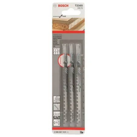  Hoja Caladora HCS Bosch T234X x3 Fino Recto 2608667519 Madera 23.728814 Hoja Caladora HCS Bosch T234X x3 Fino Recto 2608667519 