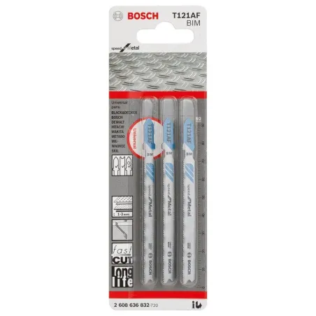  Hoja Caladora BIM Bosch T121AF x3 Fino Recto 2608636832 Metal 22.033898 Hoja Caladora BIM Bosch T121AF x3 Fino Recto 2608636832