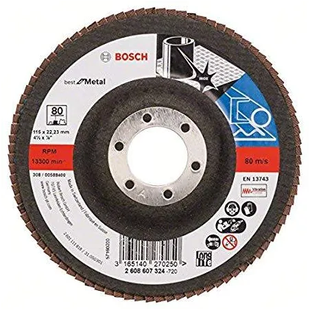 Discos Flap Discs Laminado 4-1/2" G80 Best, Bosch 2608607324 Bosch-Disco Flap Metal Bosch4.5" Grano 80 Best 2608607324 -2608.607