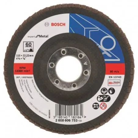  Discos Flap Discs Laminado 4 1/2" G60 Expert, Bosch 2608606753 9.237288 Disco Flap Metal Bosch4.5" Grano 60 Expert 2608606753  