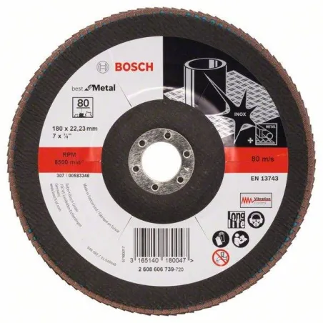  Discos Flap Discs Laminado 7" G80 Best, Bosch 2608606739 22.033898 Disco Flap Metal Bosch 7" Grano 80 Best 2608606739  2608.606