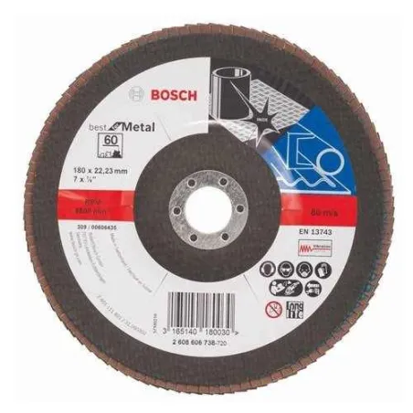  Discos Flap Discs Laminado 7" G60 Best, Bosch 2608606738 22.033898 Disco Flap Metal Bosch 7" Grano 60 Best 2608606738  2608.606