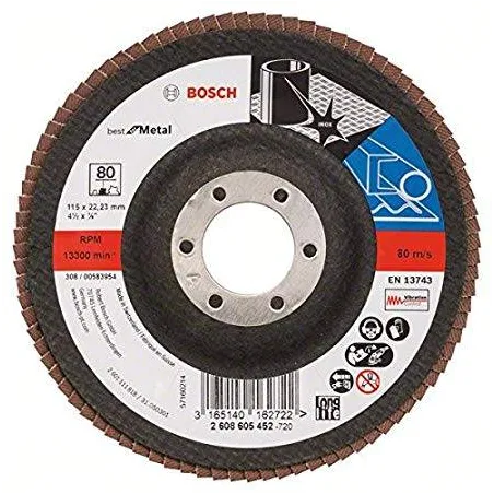  Discos Flap Discs Laminado 4 1/2" G80 Best, Bosch 2608605452 11.101695 Disco Flap Metal Bosch 4.5" Grano 80 Best 2608605452  26