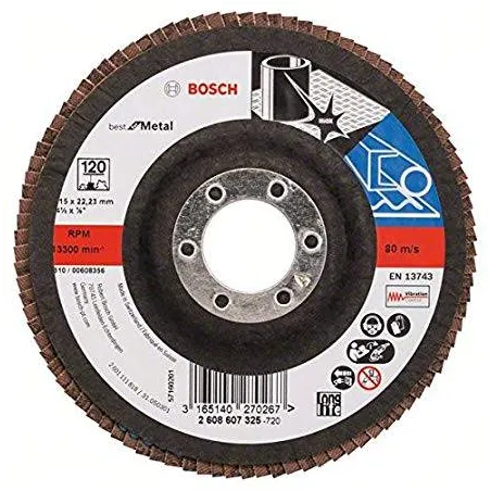  Discos Flap Discs Laminado 4 1/2" G120 Best, Bosch 2608607325 11.101695 Disco Flap Metal Bosch 4.5" Grano 120 Best 2608607325  