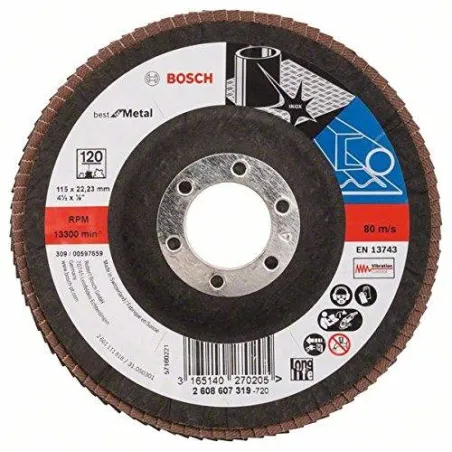 Discos Flap Discs Laminado 4-1/2" G120 Best, Bosch 2608607319 Bosch-Disco Flap Metal Bosch 4.5" Grano 120 Best 2608607319 -2608.