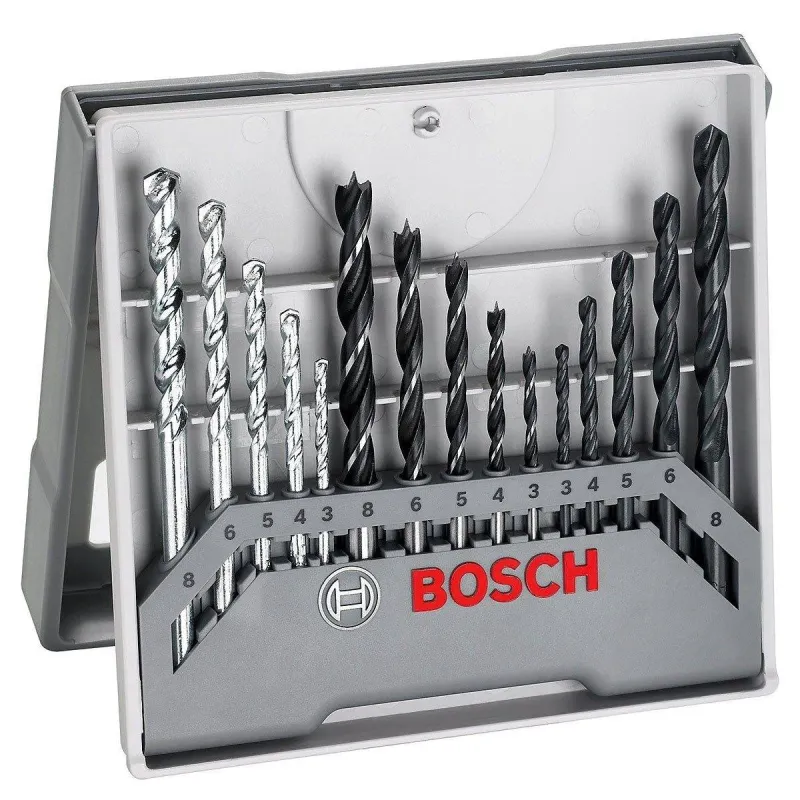 Juego de Brocas Bosch 15 Piezas Gris Madera Metal Concreto X-line 2607017038