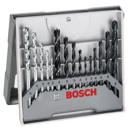  Juego de Brocas Bosch 15 Piezas Gris Madera Metal Concreto X-line 2607017038 69.491525 Juego de Brocas Bosch 15 Piezas Gris Mad