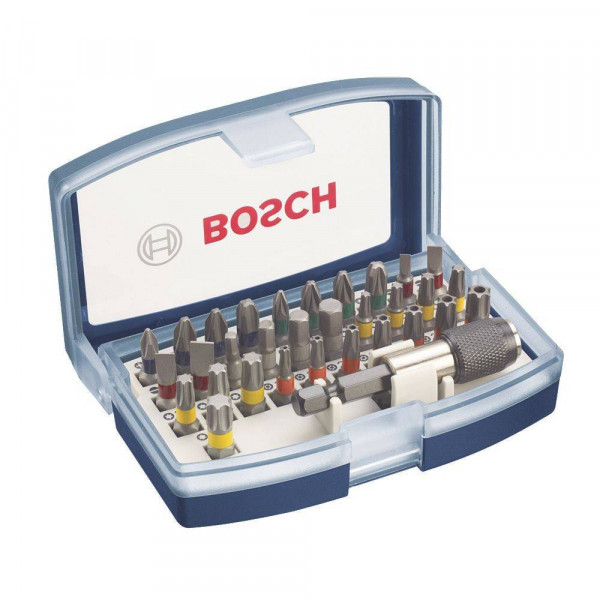 Juego de Puntas Bosch 32 Piezas puntas Azul con adaptador para destornillador 2607017359
