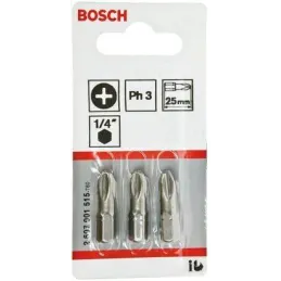 Punta Phillips Bosch PH3 x25mm 3 Unidades 2607001515 Bosch-Punta Phillips Bosch PH3 x25mm 3 Unidades 2607001515 -2607.001.515-00