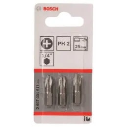 Punta Phillips Bosch PH2 x25mm 3 Unidades 2607001511 Bosch-Punta Phillips Bosch PH2 x25mm 3 Unidades 2607001511 -2607.001.511-00