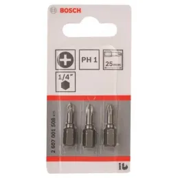 Punta Phillips Bosch PH1 x25mm 3 Unidades 2607001508 Bosch-Punta Phillips Bosch PH1 x25mm 3 Unidades 2607001508 -2607.001.508-00