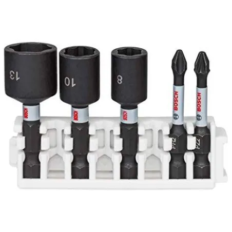 Juego de 8 Puntas y dado Bosch PH2 PZ2 Dados 8 10 13mm Bit 50mm 2608522350