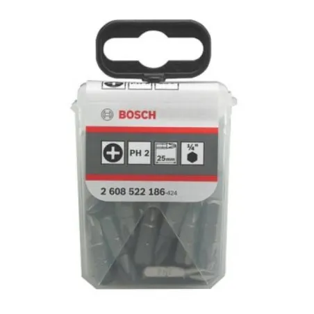 Punta Phillips Bosch PH2 x25mm 25 Piezas 2608522186 Bosch-Punta Phillips Bosch PH2 x25mm 25 Piezas 2608522186 -2608.522.186-000-