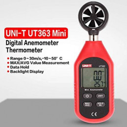 Anemometro Mini Digital UNI-T UT-363 Velocidad del Viento M Km Nudos Mph ft y Temperatura