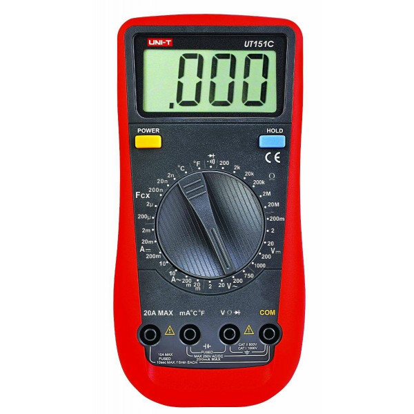 Multimetro Digital UNI-T UT-151C, ACDC 750V 20A Resistencia Capacitancia Continuidad Diodo Temperatura