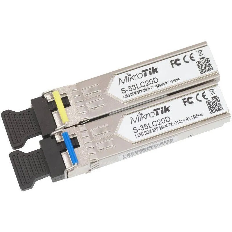 Modulo SFP Transceptor Mikrotik S-35LC20D 1.25G SM 20km T1310nm R1550nm + S-53LC20D 1.25G SM 20km T1550nm R1310nm