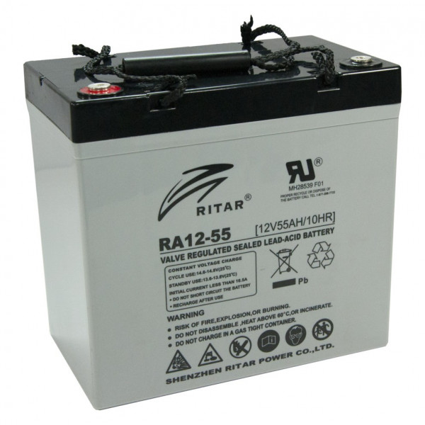 Bateria AGM VRLA Ritar RA12-55 12V 55Ah Terminal F11/F15 22.9x13.8x21cm