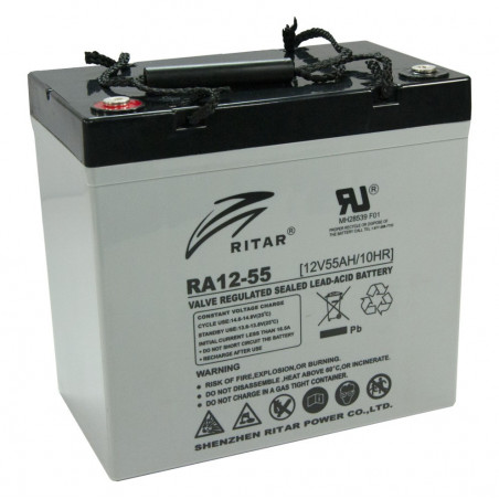 Bateria AGM VRLA Ritar RA12-55 12V 55Ah Terminal F11/F15 22.9x13.8x21cm