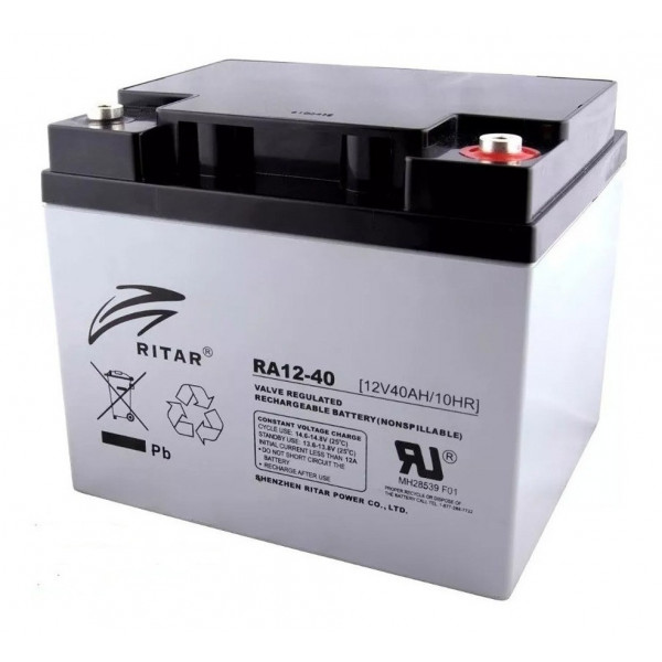 Bateria AGM VRLA Ritar RA12-40 12V 40Ah Terminal F4/F11 19.8x16.6x17.1cm