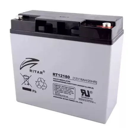  Bateria AGM Ritar RT12180 12V 18Ah Terminal F3/F13 18.1x17.7x16.7cm 117.79661 Bateria AGM VRLA Ritar RT12180 12V 18Ah Terminal 