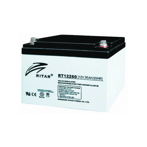 Bateria AGM VRLA Ritar RT12260 12V 26Ah Terminal F13 16.6x17.5x12.5cm
