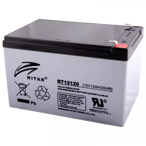 Bateria AGM VRLA Ritar RT12120 12V 12Ah Terminal F1/F2 15.1x9.8x9.5cm