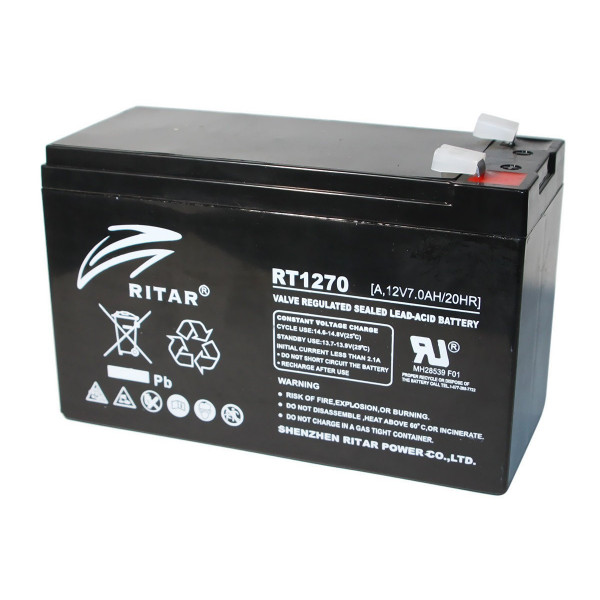 Bateria AGM VRLA Ritar RT1270A 12V 7Ah Terminal F1/F2 15.1x6.5x9.4cm