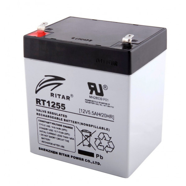 Bateria AGM VRLA Ritar RT1255 12V 5.5Ah Terminal F1/F2 9x7x10.1cm