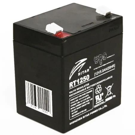 Bateria AGM VRLA Ritar RT1250 12V 5Ah Terminal F1/F2 9x7x10.1cm