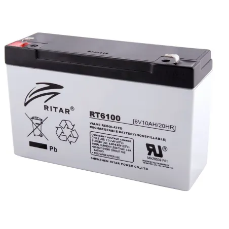  Bateria AGM Ritar RT6100 6V 10Ah Terminal F1/F2 15.1x5x9.4cm 38.983051 Bateria AGM VRLA Ritar RT6100 6V 10Ah Terminal F1/F2 15.