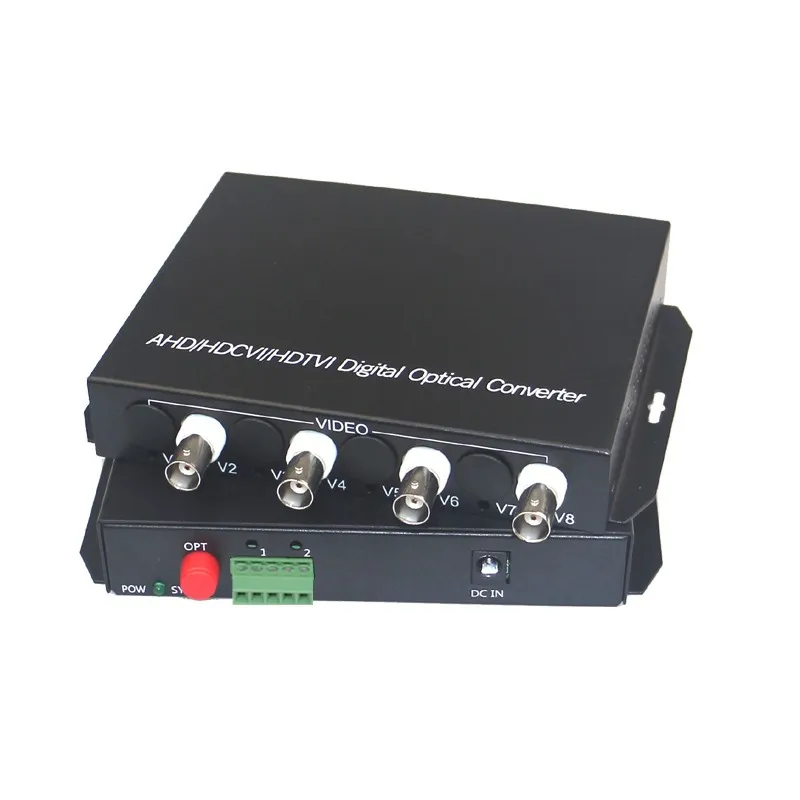 Media Converter 4V1D-S 4 Canales BNC a Fibra Optica 20KM SM FC Para Camaras Videos Inc. Transmisor y Receptor