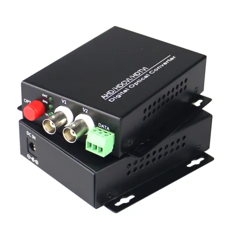 Media Converter 2V1D-S 2 Canales BNC a Fibra Optica 20KM SM FC Para Camaras Videos Inc. Transmisor y Receptor