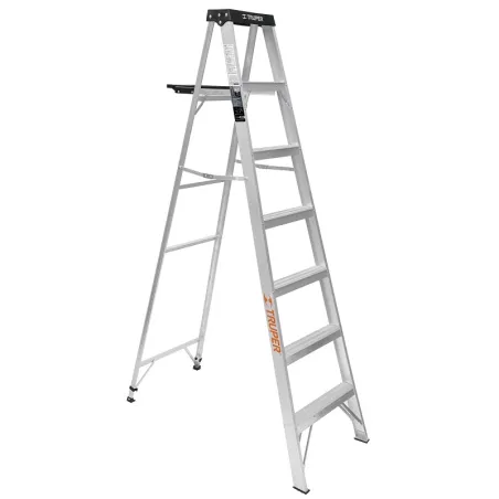  Escaleras  Tijera 6 Peldaños con Bandeja T3 Max3.4m P6.4kg EAluminio, Truper 10437 214.40678 Escalera 6 Peldaños Tijera con Ban